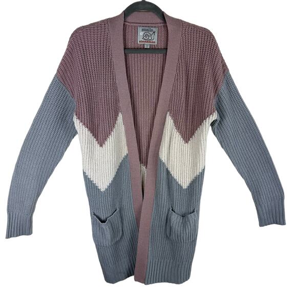 Snails & Cinnamon Multicolor Chunky Knit Long Open Cardigan Pockets Size M - Picture 1 of 6